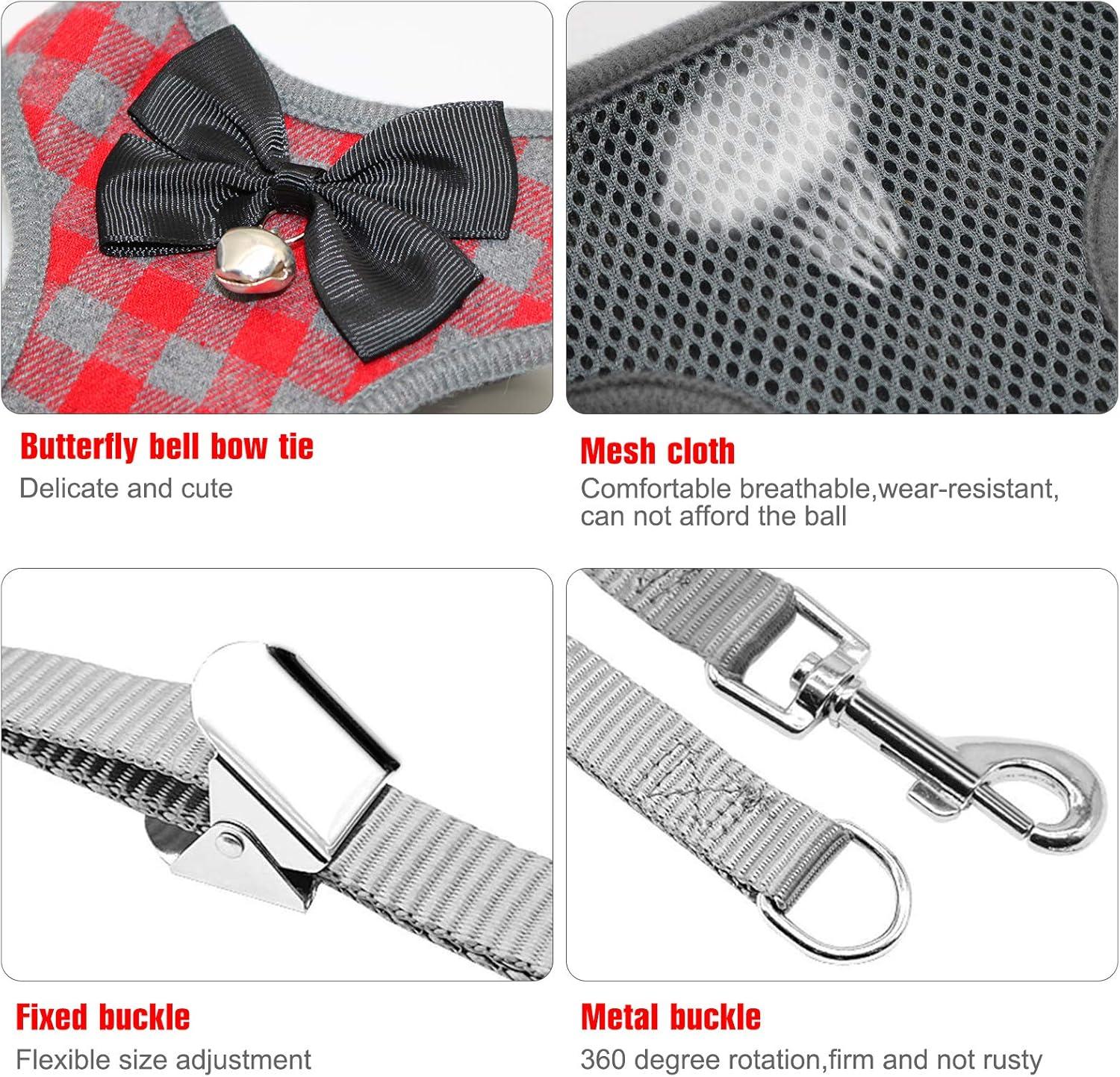 imageRypet Small Dog Harness and Leash Set No Pull Pet Harness with Soft Mesh Nylon Vest for Small Dogs and Cats Red MRed Gray