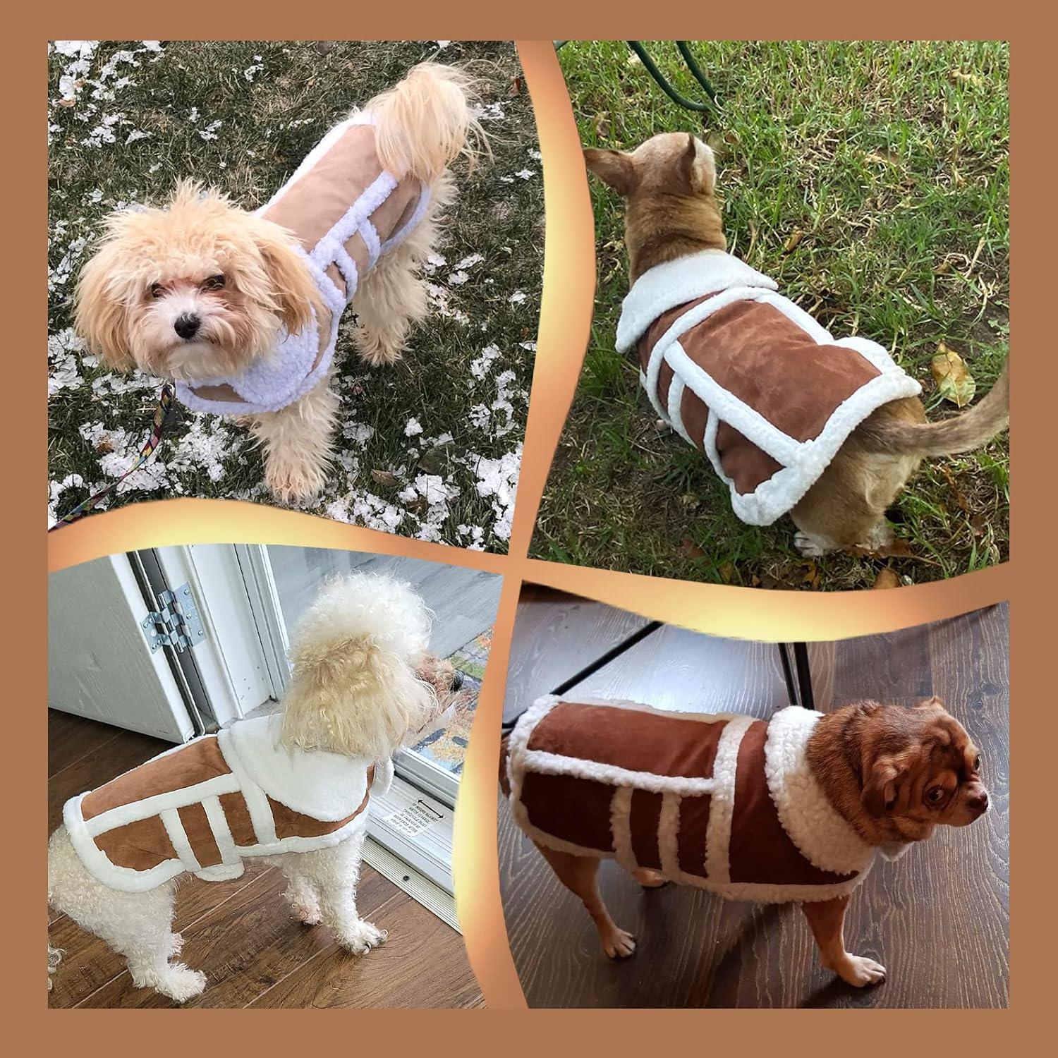 imageRypet Small Dog Winter Coat Shearling Fleece Dog Warm Coat for Small to Medium Breeds Coffee LargeCoffee1