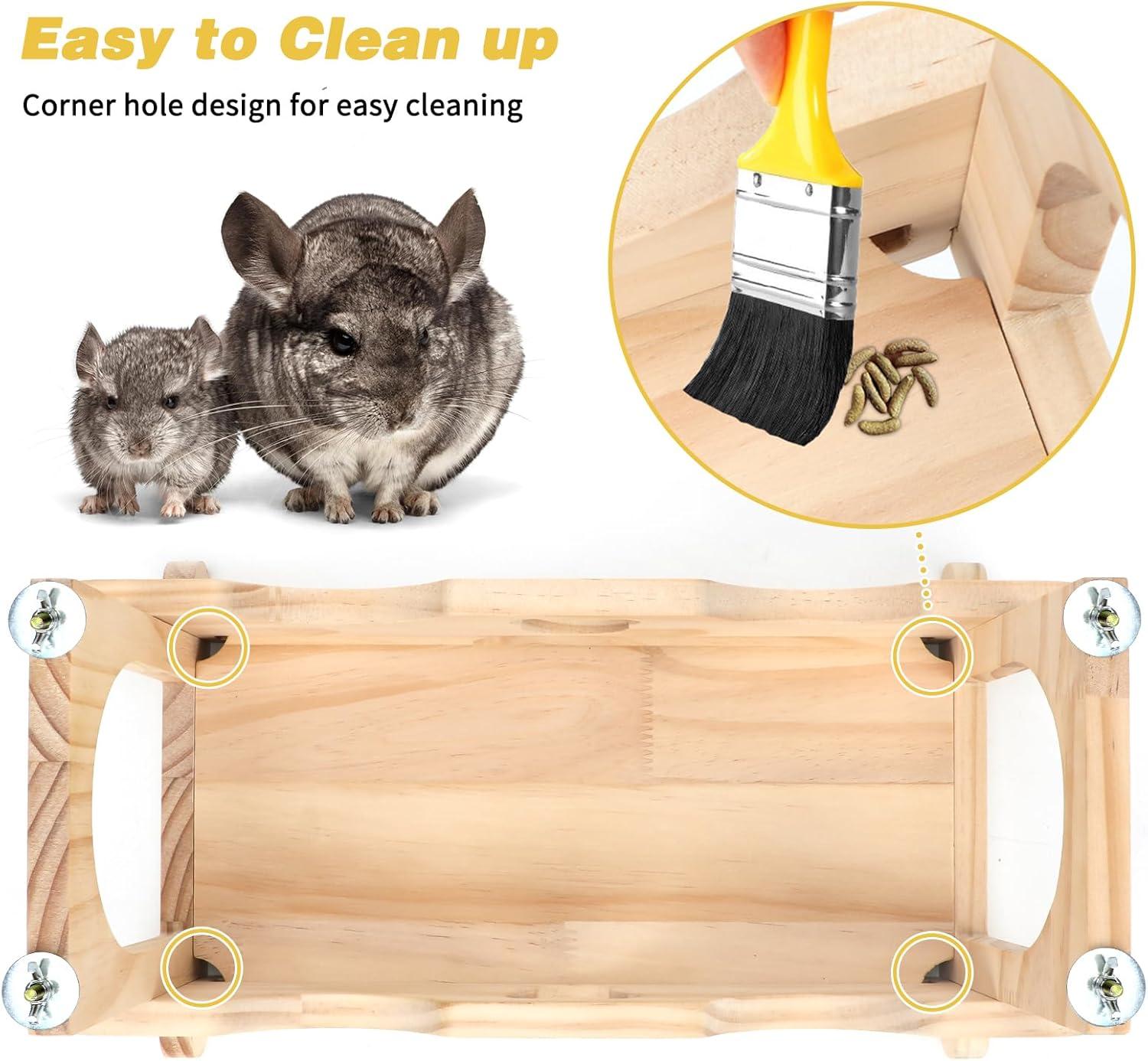 imageRypet Wood Chinchilla Suspension Bridge Pine Wood Chinchillas Ledges Set and Cage Platform Small Animals Habitat Toy Chinchillas Cage Accessories Chinchilla Hideout for Sugar Gliders Rats Squirrel