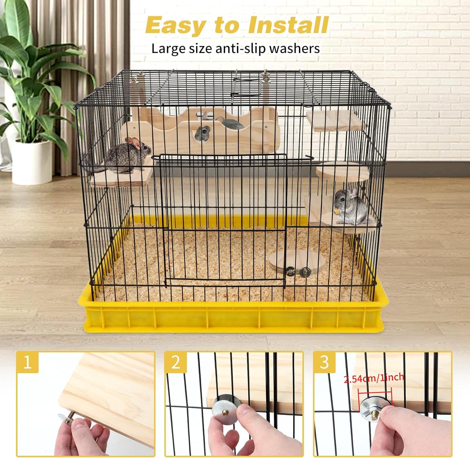 imageRypet Wood Chinchilla Suspension Bridge Pine Wood Chinchillas Ledges Set and Cage Platform Small Animals Habitat Toy Chinchillas Cage Accessories Chinchilla Hideout for Sugar Gliders Rats Squirrel