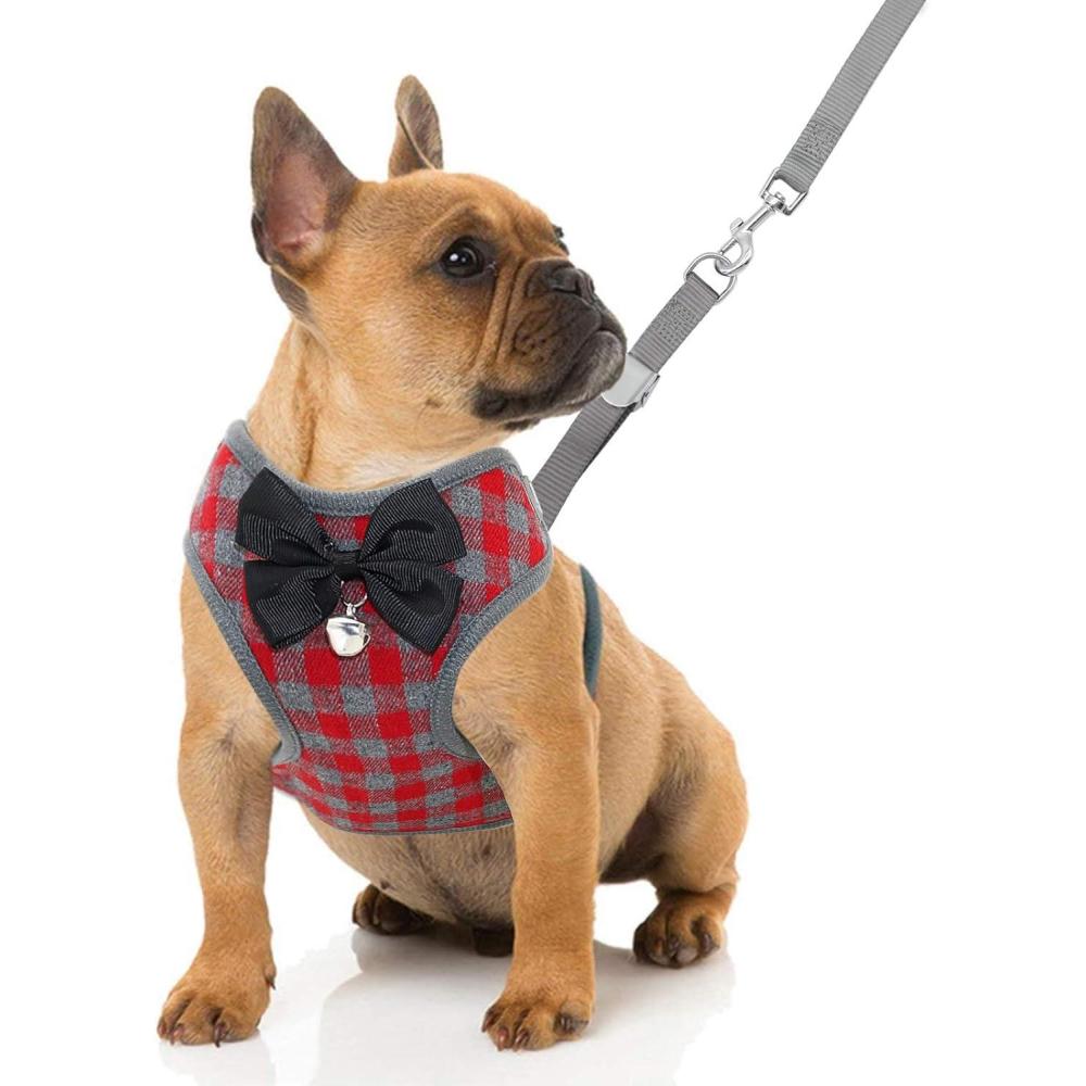 imageRypet Small Dog Harness and Leash Set  No Pull Pet Harness with Soft Mesh Nylon Vest for Small Dogs and Cats Red MRed