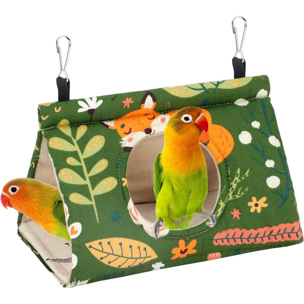 imageRypet Winter Warm Bird Nest House  Hanging Hammock Velvet Shed Hut Cage Plush Fluffy Birds Hideaway Sleeping Bed Fuzzy for Parrot Parakeet Cockatiels Budgies Lovebird SmallBlueGreen