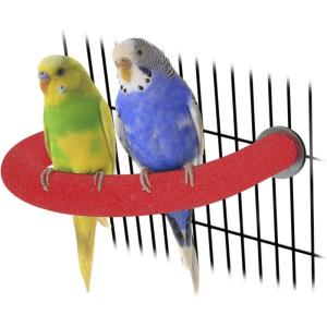 RYPET Parrot Perch Rough-surfaced – Quartz Sands Bird Cage Perches for Medium to Large Bird, U Shape Large(Red)