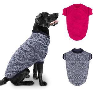 Rypet 2 Pack Large Dog Sweaters for Winter Dog Classic Knitwear Sweater Soft Thickening Warm Dogs Clothes for Medium Large Dogs(Navy Blue & Wine Red)