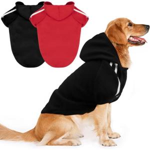 Rypet 2 Packs Basic Dog Hoodie Pet Clothes Sweater with Hat, Casual Sports Hoodie Sweatshirt for Medium Large Dogs(3XL(Chest: 22.0″  Back: 15.7″))