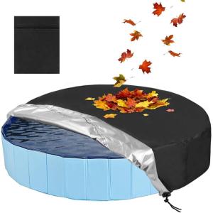 Rypet 71 inch Pet Pool Cover Foldable Round Dog Swimming Pool Covers Kiddie Pool Covers,Leak Proof Washable Kiddies Pet Small Paddling Bath Accessories for Dog Kiddie Pool Bathing Tub（Blue）(Black)
