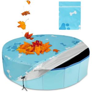 Rypet 71 inch Pet Pool Cover Foldable Round Dog Swimming Pool Covers Kiddie Pool Covers,Leak Proof Washable Kiddies Pet Small Paddling Bath Accessories for Dog Kiddie Pool Bathing Tub（Blue）(210D-Blue)