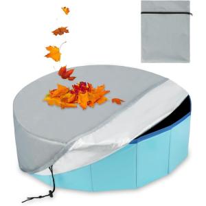 Rypet 71 inch Pet Pool Cover Foldable Round Dog Swimming Pool Covers Kiddie Pool Covers,Leak Proof Washable Kiddies Pet Small Paddling Bath Accessories for Dog Kiddie Pool Bathing Tub（Blue）(210D-Grey)