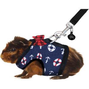 Rypet Guinea Pig Harness and Leash – Soft Mesh Small Animal Harness with Safe Bell, No Pull Comfort Padded Vest for Guinea Pigs, Ferret, Chinchilla and Similar Small Animals(Navy Blue)
