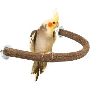 Rypet Parrot Natural Wood Stand Perch, Swing U Shape Natural Parrot Perch, U Shape Bird Chewing Stand Stick, Bird Cage Accessories for Parakeet, Conure, Cockatiel, Budgie, Lovebirds,Amazon Parrots(1 Pcs L U Perch)