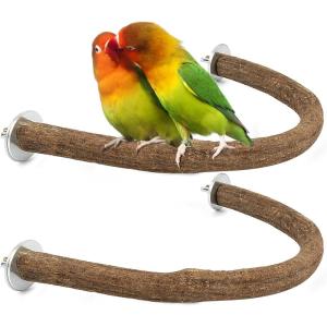 Rypet Parrot Natural Wood Stand Perch, Swing U Shape Natural Parrot Perch, U Shape Bird Chewing Stand Stick, Bird Cage Accessories for Parakeet, Conure, Cockatiel, Budgie, Lovebirds,Amazon Parrots(2 Pcs S U Perch)