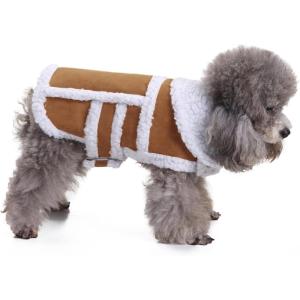Rypet Small Dog Winter Coat – Shearling Fleece Dog Warm Coat for Small to Medium Breeds Coffee, Large(Coffee1)