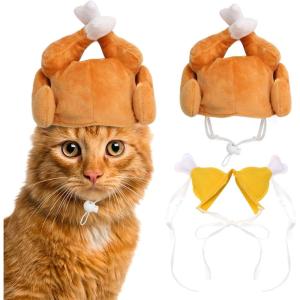 Rypet Thanksgiving Cat Costume 2 Pack – Pet Turkey Hat Thanksgiving Apparel for Cats and Small Dogs