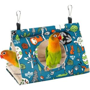 Rypet Winter Warm Bird Nest House – Hanging Hammock Velvet Shed Hut Cage Plush Fluffy Birds Hideaway Sleeping Bed Fuzzy for Parrot Parakeet Cockatiels Budgies Lovebird Small（Blue）(Blue)