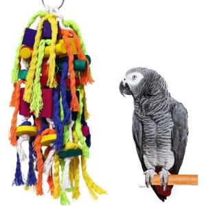 Rypet Wood Bird Chewing Toys for Cage Wall, Wooden Bird Cage Toy for Helping to Trim Beak, Birds Toys Parrot Toy for African Grey Parrots Cockatoos Amazon Parrot and Other Small to Medium Parrots(Colorful1)