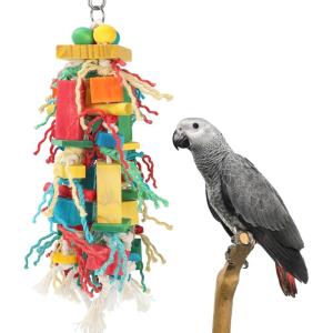 Rypet Wood Bird Chewing Toys for Cage Wall, Wooden Bird Cage Toy for Helping to Trim Beak, Birds Toys Parrot Toy for African Grey Parrots Cockatoos Amazon Parrot and Other Small to Medium Parrots(Colorful3)