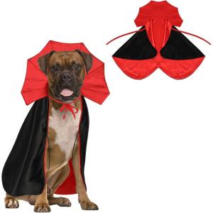 Rypet X-Large Dog Halloween Costumes Dog Vampire Cloak Costume Dogs Mantle Apparel Pet Clothing Vampire Cape for Medium Large Dogs(Large(Back Length 19″))