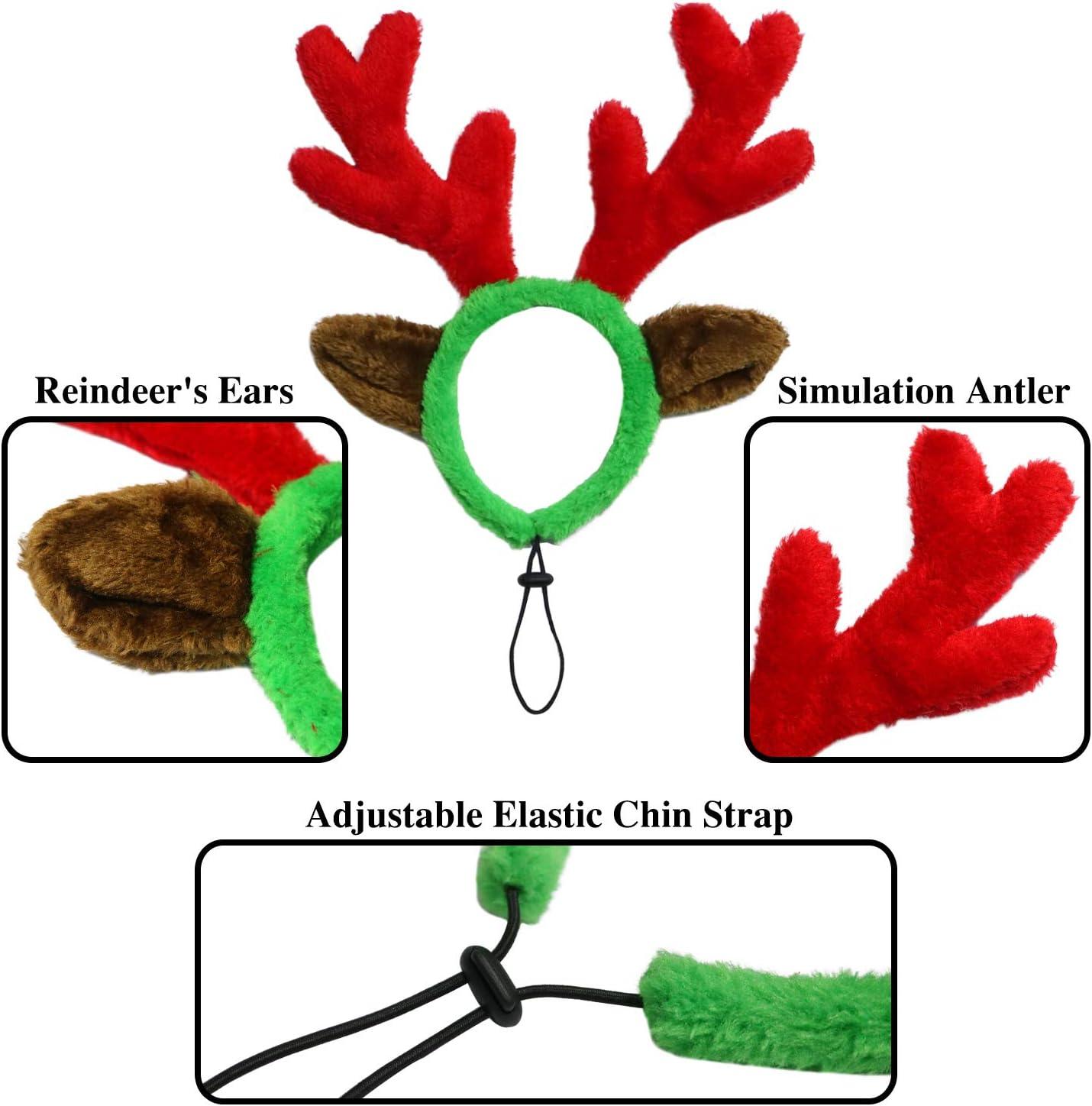 imageRypet 2 PCS Christmas Reindeer Antler Headband with Ears for Medium and Large Dogs