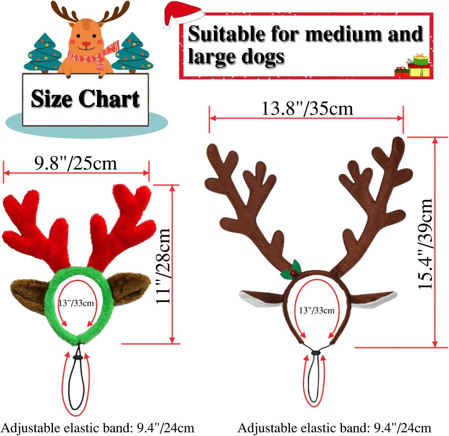 imageRypet 2 PCS Christmas Reindeer Antler Headband with Ears for Medium and Large Dogs