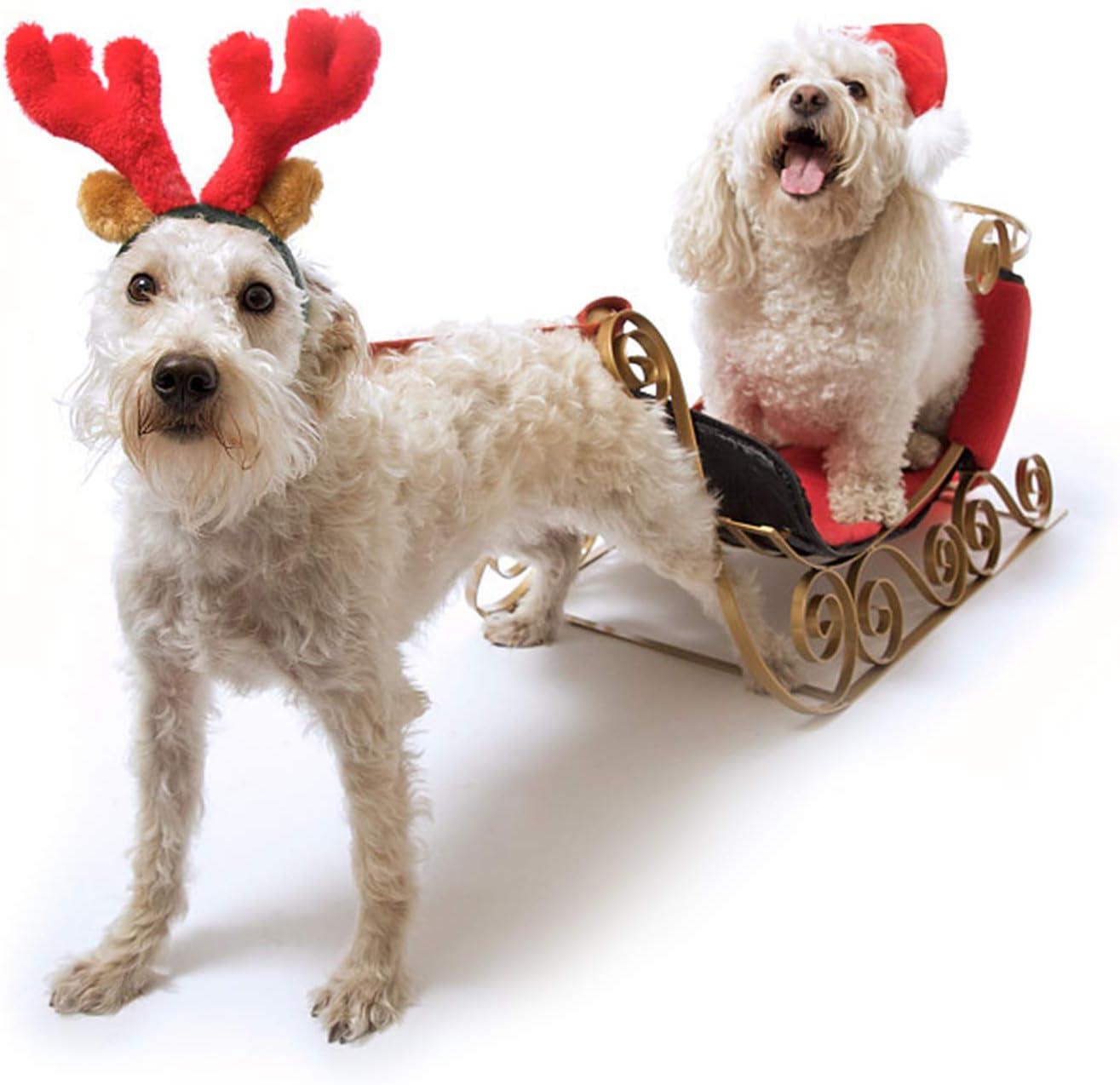 imageRypet 2 PCS Christmas Reindeer Antler Headband with Ears for Medium and Large Dogs
