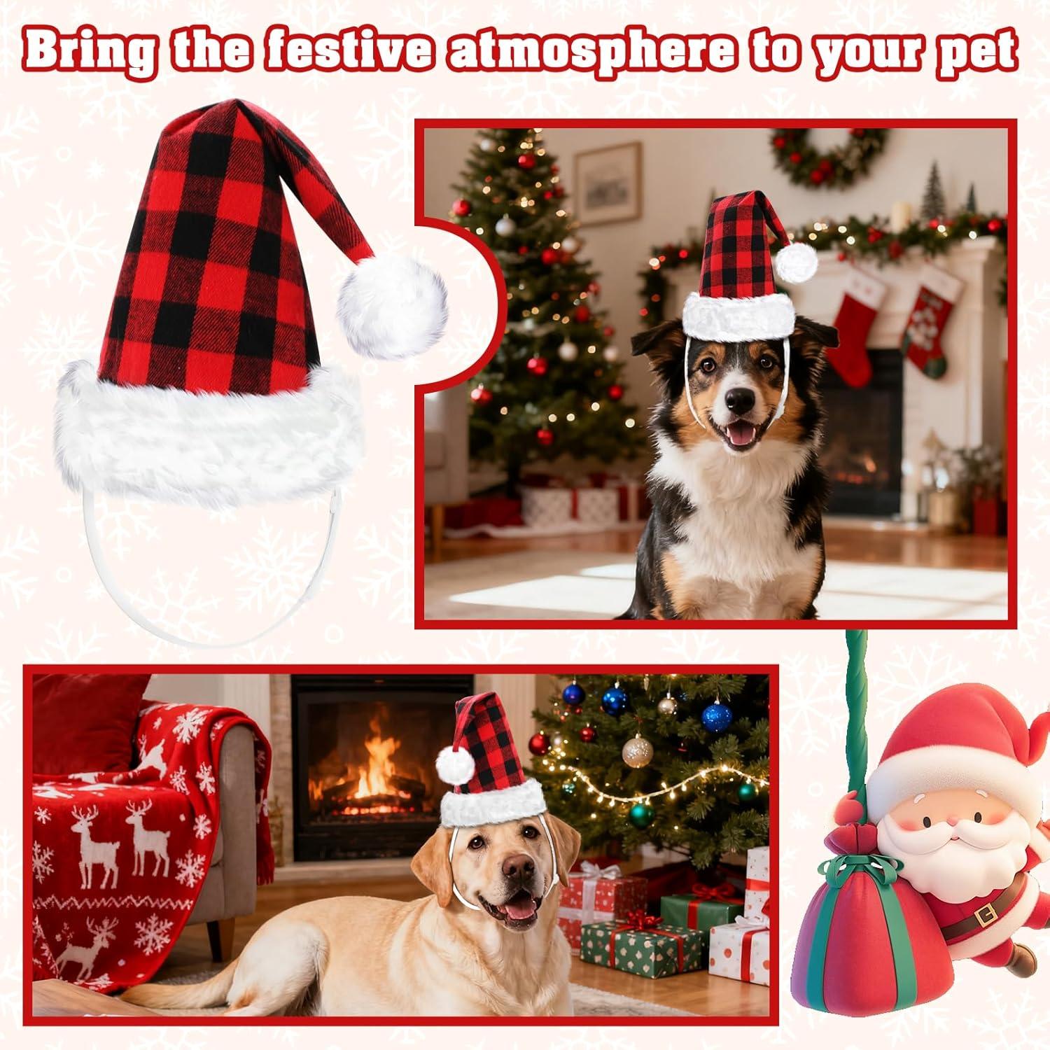 imageRypet 2 Pack Christmas Scarf for Medium Large Dogs Red Green Warm Knitted Fall Winter Bandanas Pet Winter Holiday Decoration L Length 47 inBlack red Hat