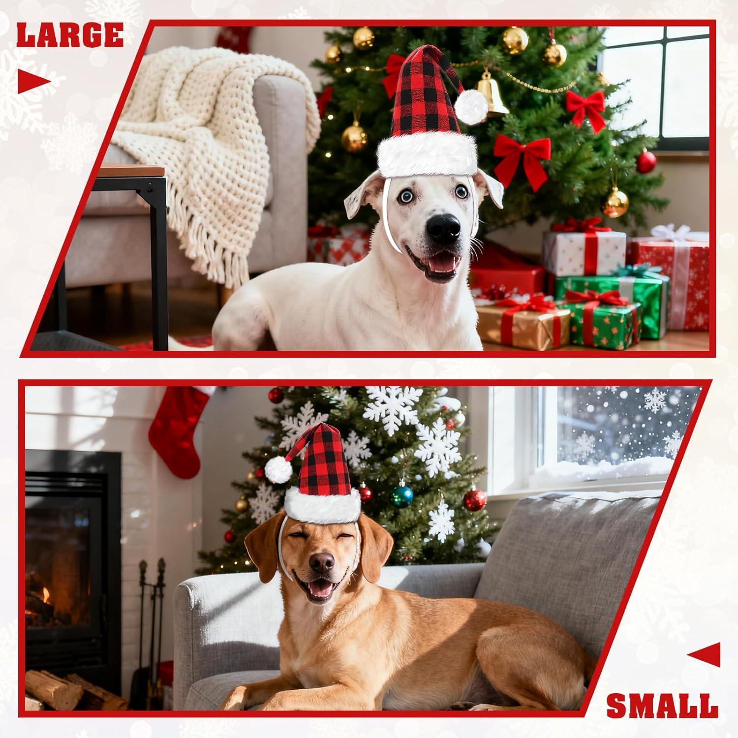 imageRypet 2 Pack Christmas Scarf for Medium Large Dogs Red Green Warm Knitted Fall Winter Bandanas Pet Winter Holiday Decoration L Length 47 inBlack red Hat