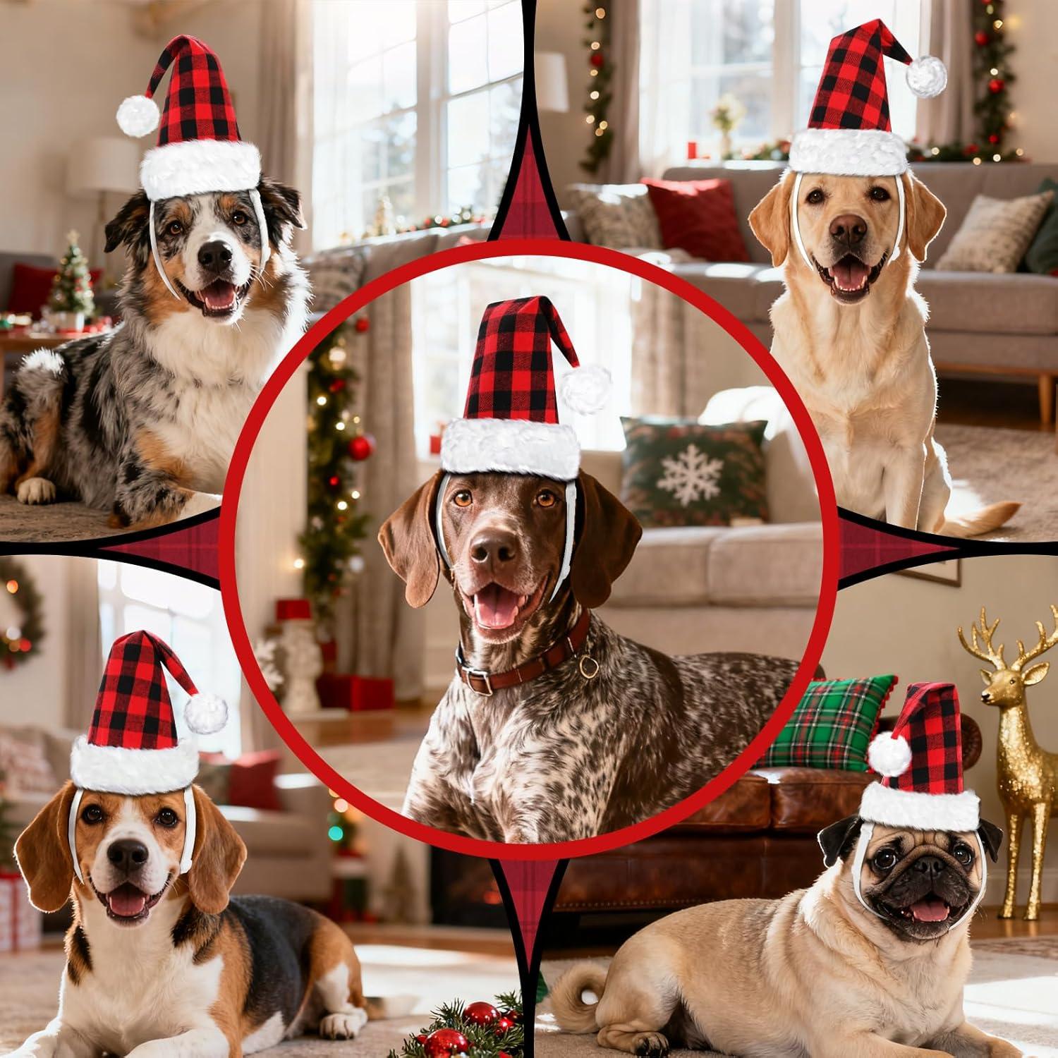 imageRypet 2 Pack Christmas Scarf for Medium Large Dogs Red Green Warm Knitted Fall Winter Bandanas Pet Winter Holiday Decoration L Length 47 inBlack red Hat