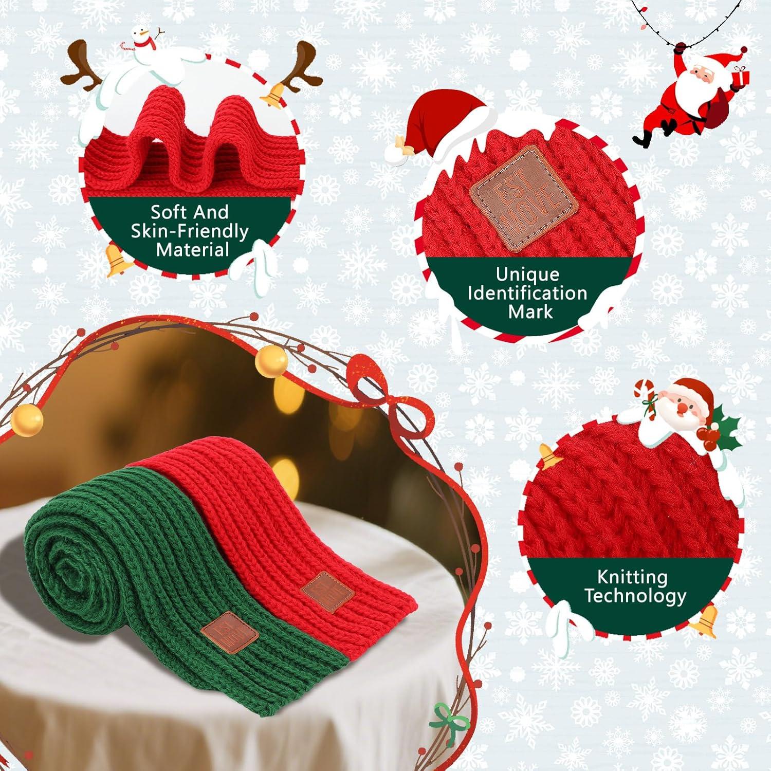 imageRypet 2 Pack Christmas Scarf for Medium Large Dogs Red Green Warm Knitted Fall Winter Bandanas Pet Winter Holiday Decoration L Length 47 inGreen ScarfRed Scarf