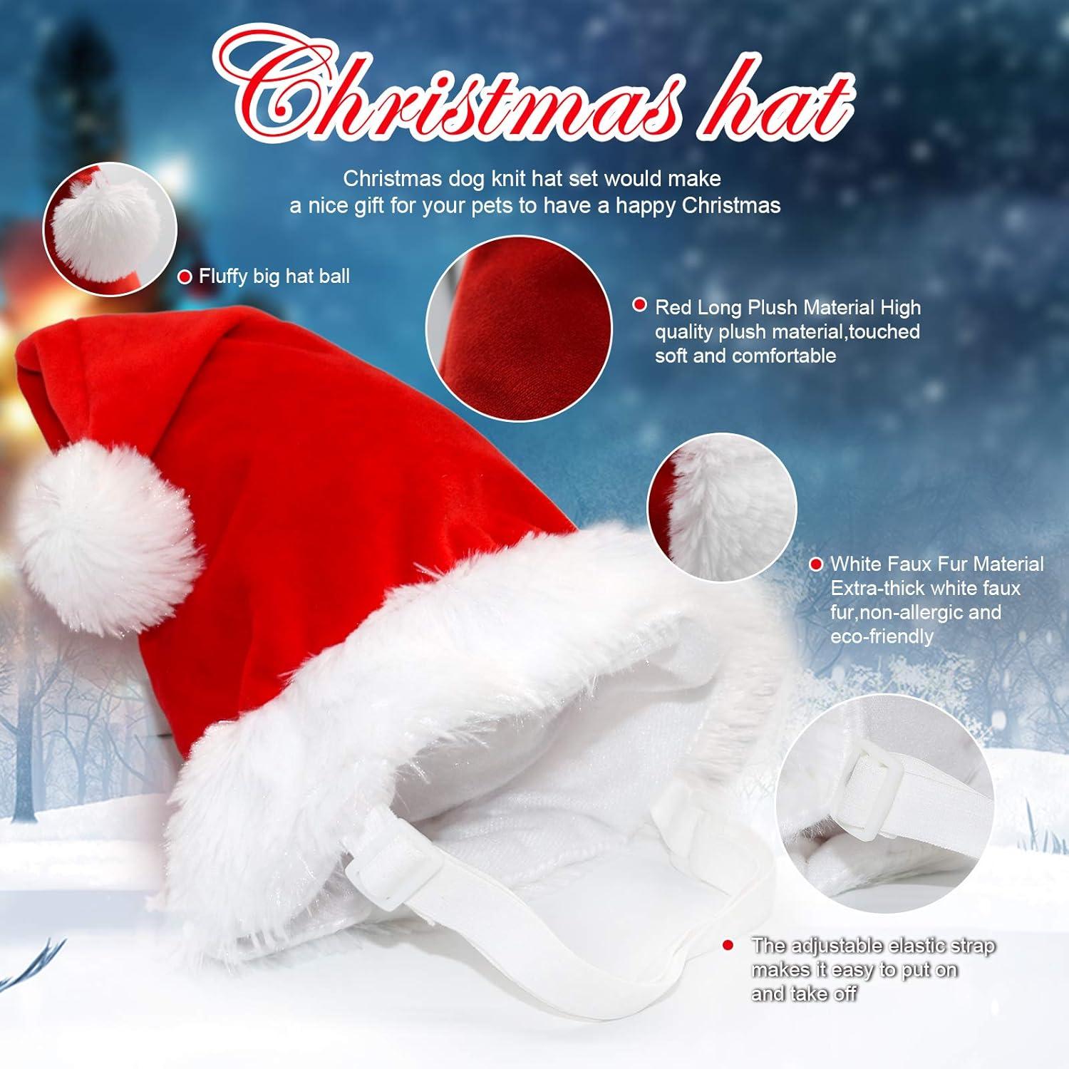 imageRypet 2 Pack Christmas Scarf for Medium Large Dogs Red Green Warm Knitted Fall Winter Bandanas Pet Winter Holiday Decoration L Length 47 inHatScarf