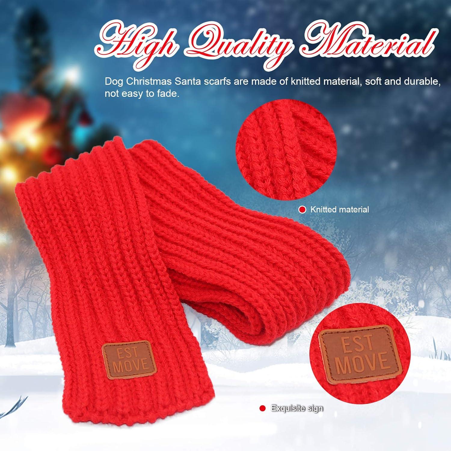 imageRypet 2 Pack Christmas Scarf for Medium Large Dogs Red Green Warm Knitted Fall Winter Bandanas Pet Winter Holiday Decoration L Length 47 inHatScarf