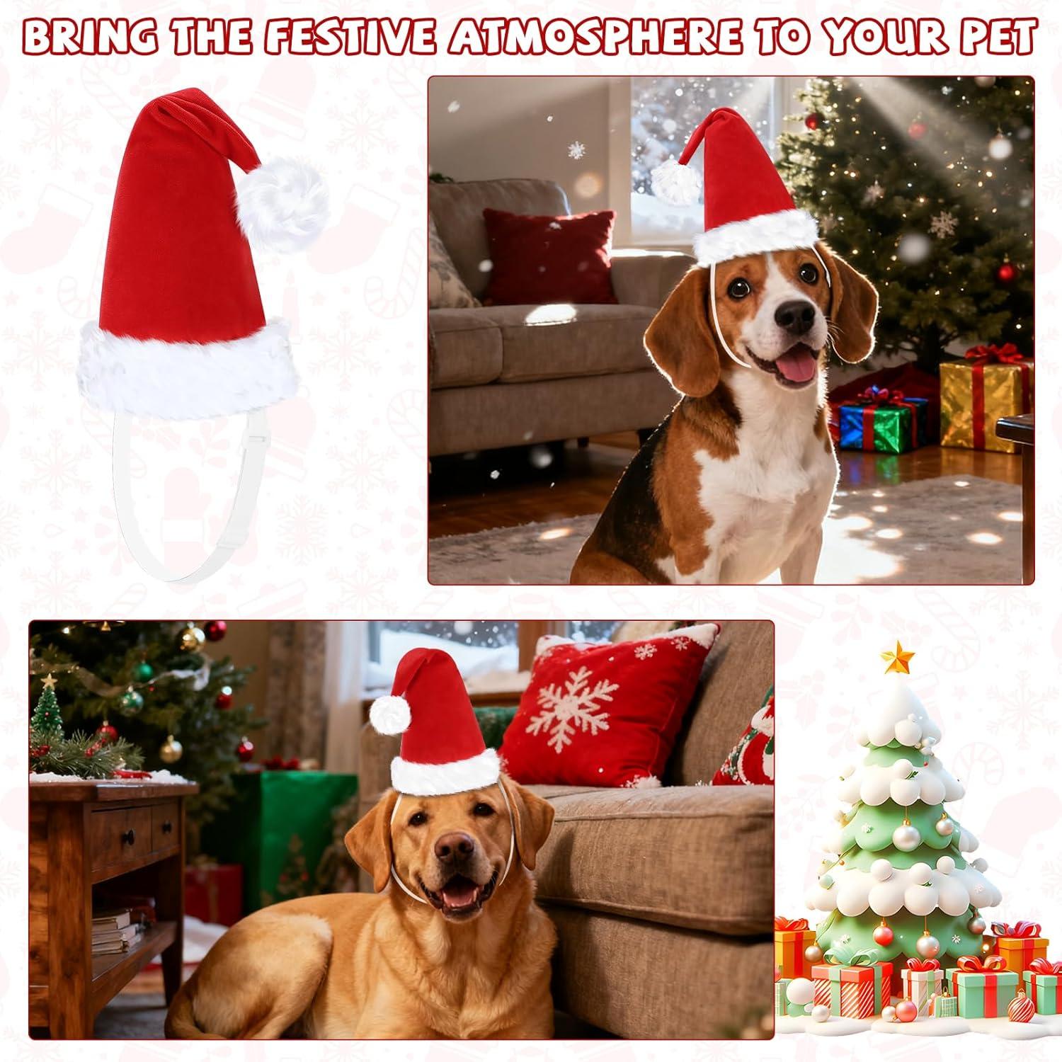 imageRypet 2 Pack Christmas Scarf for Medium Large Dogs Red Green Warm Knitted Fall Winter Bandanas Pet Winter Holiday Decoration L Length 47 inSanta Hat Only