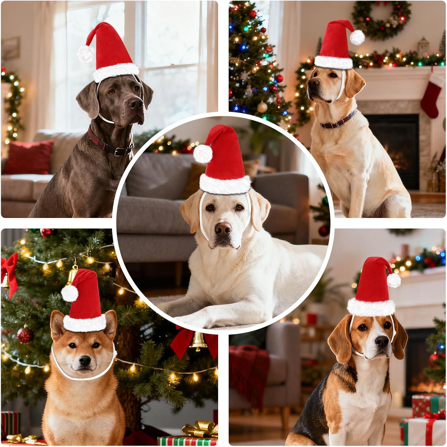 imageRypet 2 Pack Christmas Scarf for Medium Large Dogs Red Green Warm Knitted Fall Winter Bandanas Pet Winter Holiday Decoration L Length 47 inSanta Hat Only