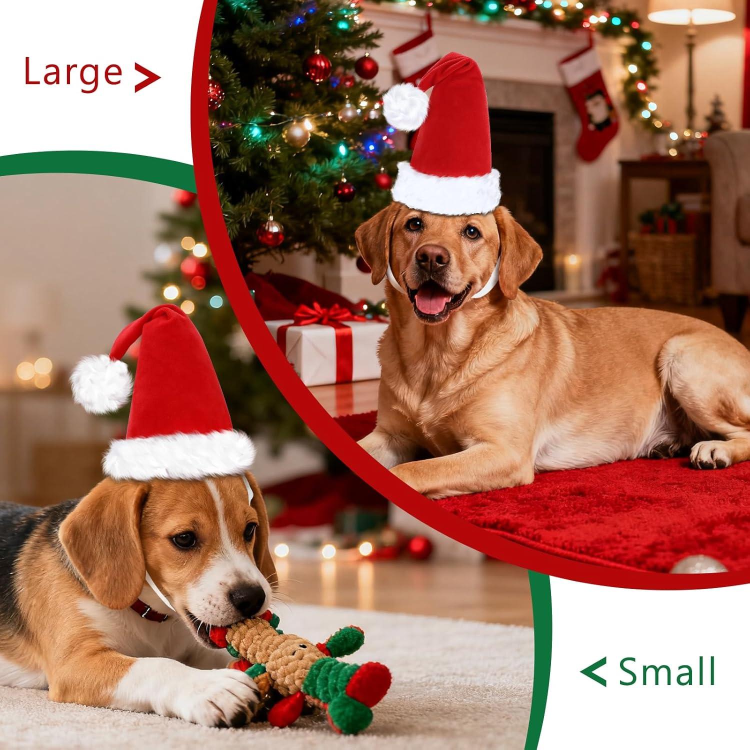 imageRypet 2 Pack Christmas Scarf for Medium Large Dogs Red Green Warm Knitted Fall Winter Bandanas Pet Winter Holiday Decoration L Length 47 inSanta Hat Only