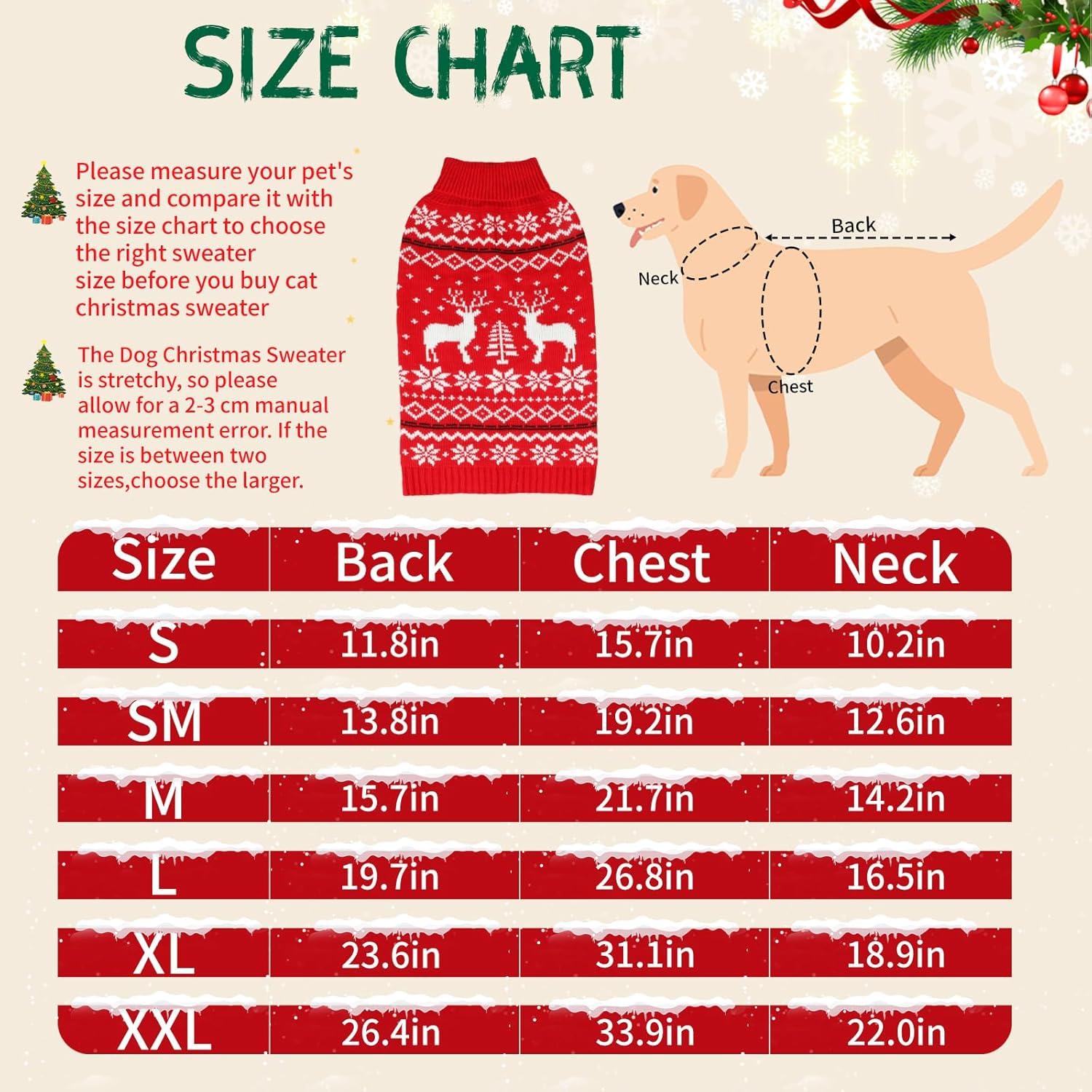 imageRypet Dog Christmas Sweater for Large Dogs Warm Soft Christmas Dog Outfits Pet Holiday Sweater Firm Durable Pet Turtleneck Knitwear Dogs Sweaters Pets Winter Coat for Females and Males SMedium