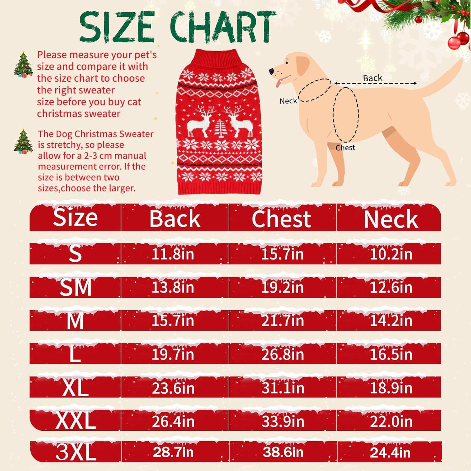 imageRypet Dog Christmas Sweater for Large Dogs Warm Soft Christmas Dog Outfits Pet Holiday Sweater Firm Durable Pet Turtleneck Knitwear Dogs Sweaters Pets Winter Coat for Females and Males SSmall