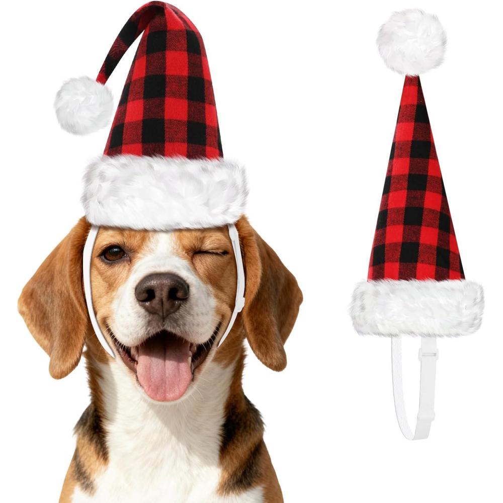 imageRypet 2 Pack Christmas Scarf for Medium Large Dogs Red Green Warm Knitted Fall Winter Bandanas Pet Winter Holiday Decoration L Length 47 inBlack red Hat