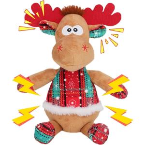 Rypet Christmas Reindeer Dog Toys Durable Plush Dog Toys with Crinkle Paper Interactive Dog Stuffed Squeaky Christmas Theme Toys for Puppy Small to Large Dogs Cleaning Teeth and Relieving Anxiety(Christmas Reindeer)