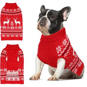 Rypet Dog Christmas Sweater for Large Dogs Warm Soft Christmas Dog Outfits Pet Holiday Sweater Firm Durable Pet Turtleneck Knitwear Dogs Sweaters Pets Winter Coat for Females and Males （S）(S-Medium)