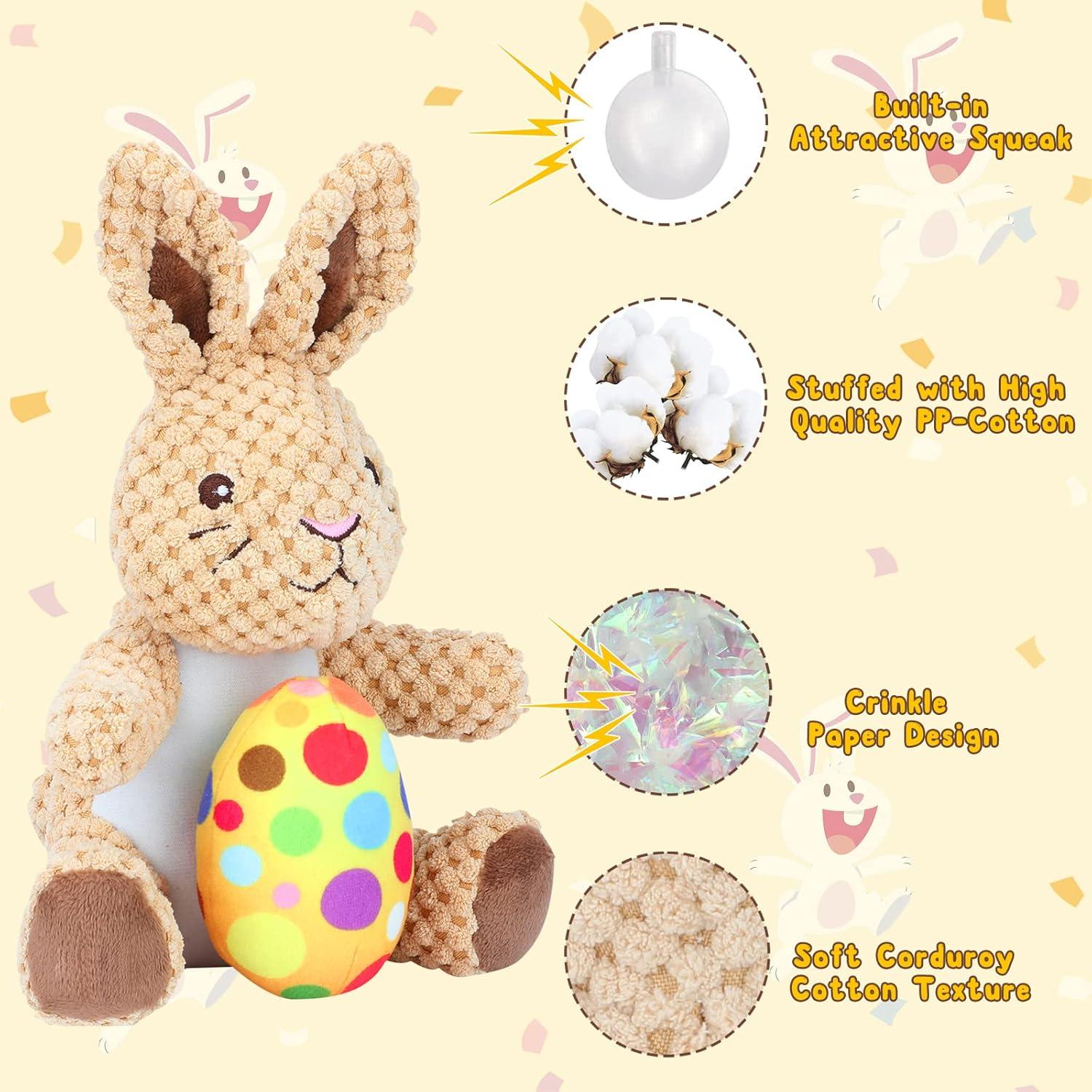 image:imageRypet Stuffed Dog Toys Easter Bunny Dog Toy with EggSqueaker Plush Pet Toy with Crinkle Paper Interactive Durable Puppy Chew Toys Dogs Easter Gift for Medium Small DogsRabbit1 Pack
