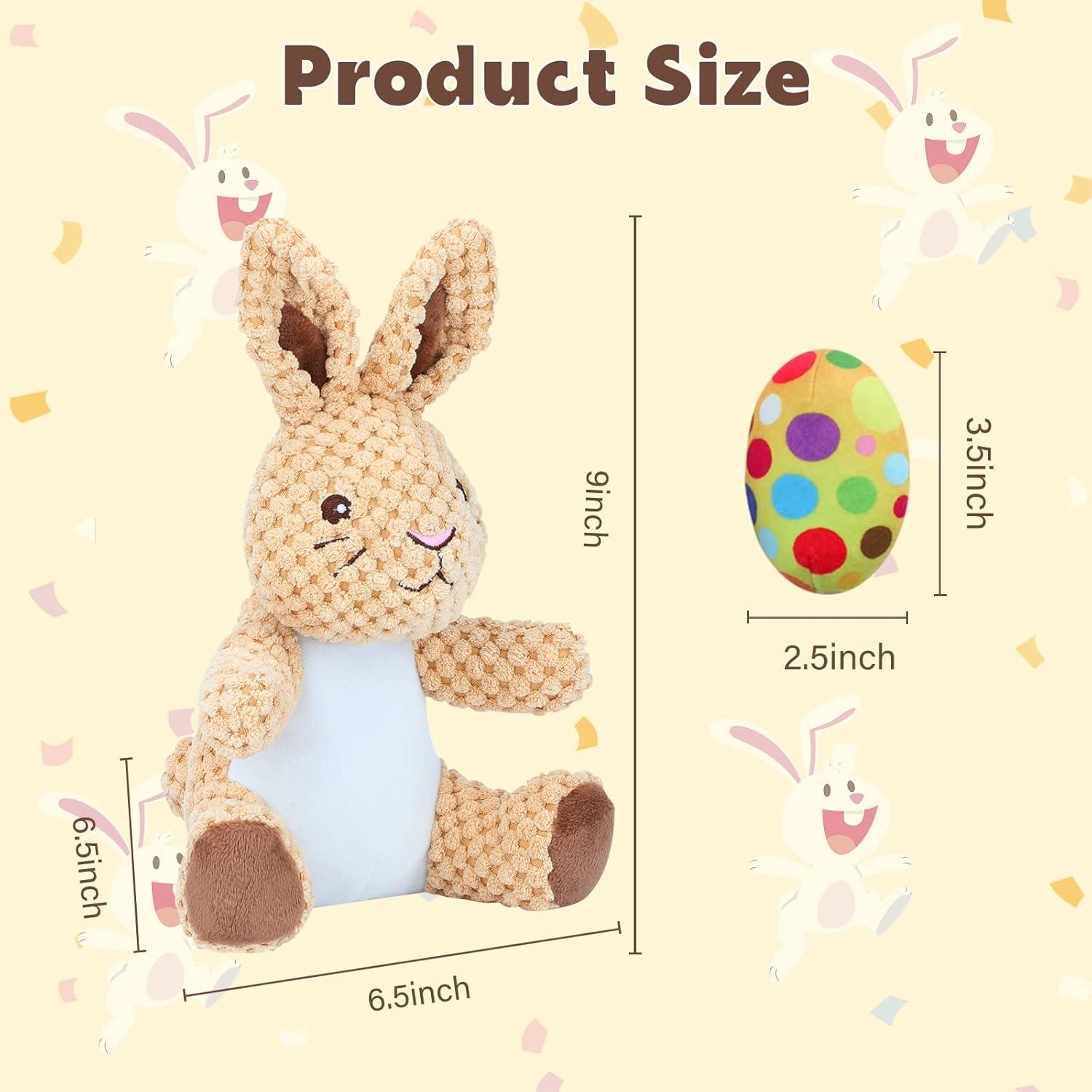 image:imageRypet Stuffed Dog Toys Easter Bunny Dog Toy with EggSqueaker Plush Pet Toy with Crinkle Paper Interactive Durable Puppy Chew Toys Dogs Easter Gift for Medium Small DogsRabbit1 Pack
