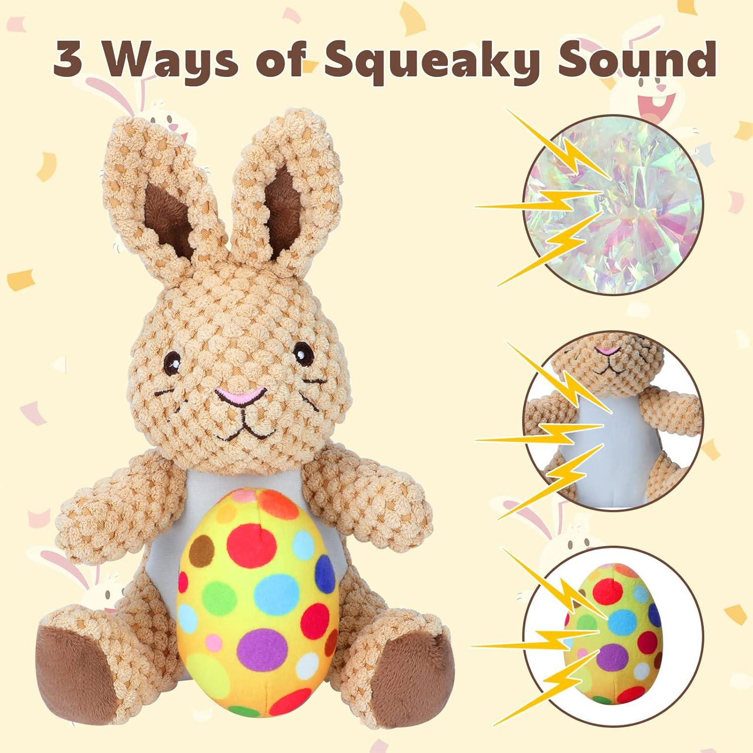 image:imageRypet Stuffed Dog Toys Easter Bunny Dog Toy with EggSqueaker Plush Pet Toy with Crinkle Paper Interactive Durable Puppy Chew Toys Dogs Easter Gift for Medium Small DogsRabbit1 Pack