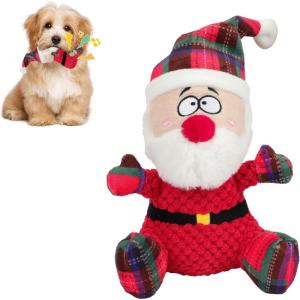 Rypet Stuffed Dog Toys Easter Bunny Dog Toy with Egg,Squeaker Plush Pet Toy with Crinkle Paper Interactive Durable Puppy Chew Toys Dogs Easter Gift for Medium Small Dogs(Santa(1 Pack）)
